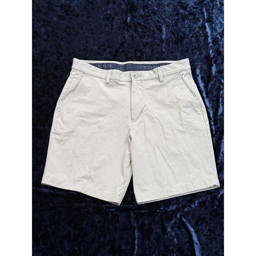 Vineyard Vines Performance Shorts Mens 32 Gray Khaki Stretch Golf Flat Front